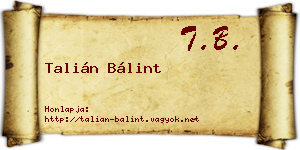 Talián Bálint névjegykártya